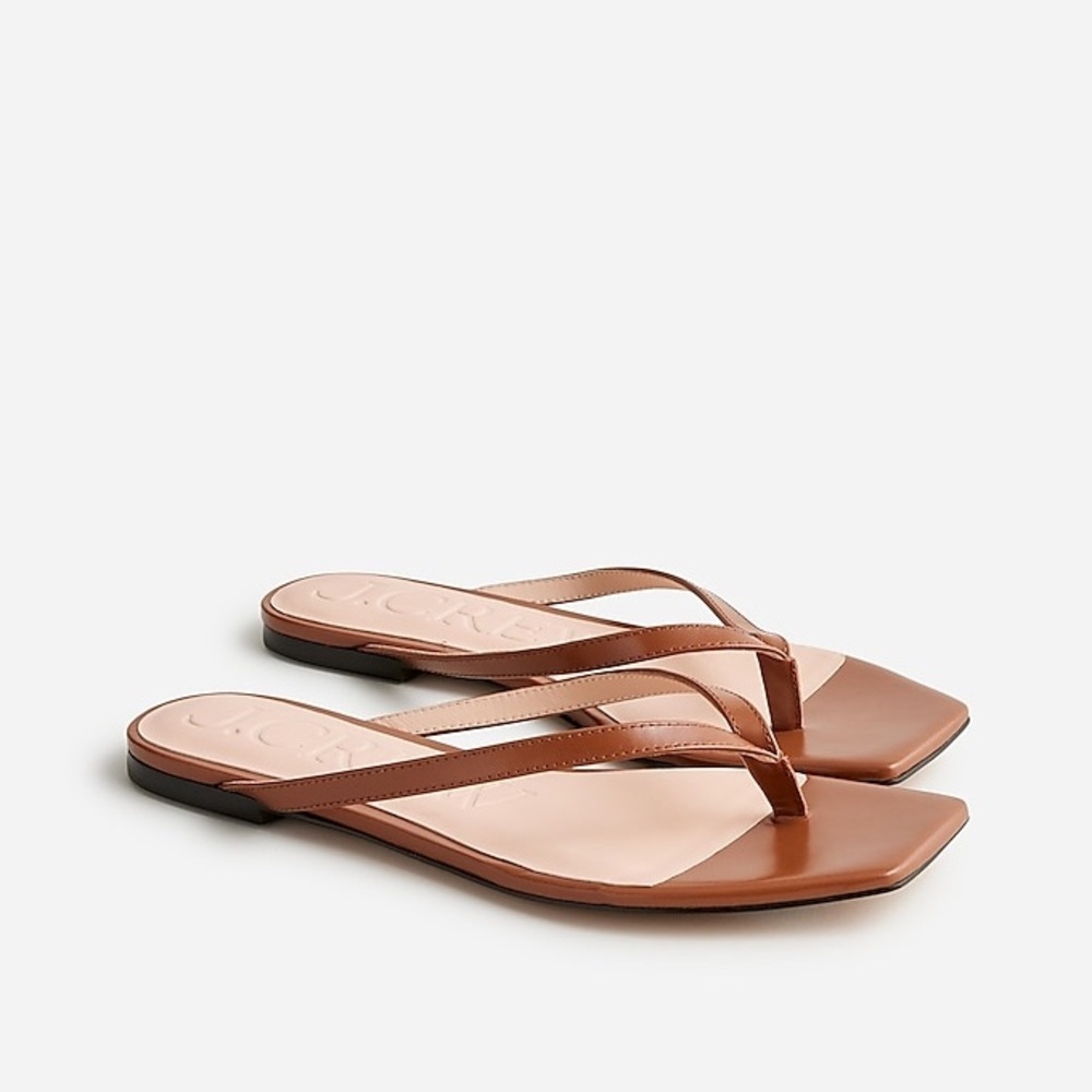 J.CREW Brown Leather Flip Flops